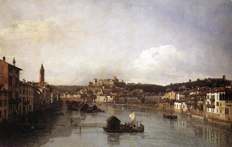 Bernardo Bellotto View of Verona and the River Adige from the Ponte Nuovo Sweden oil painting art